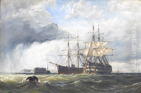 Sail And Steam In Spithead Oil Painting by Henry Thomas Dawson