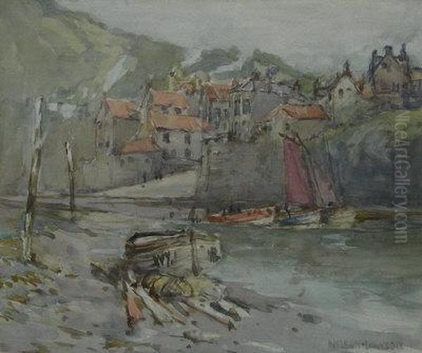 Robin Hoods Bay Oil Painting by Nelson Ethelred Dawson