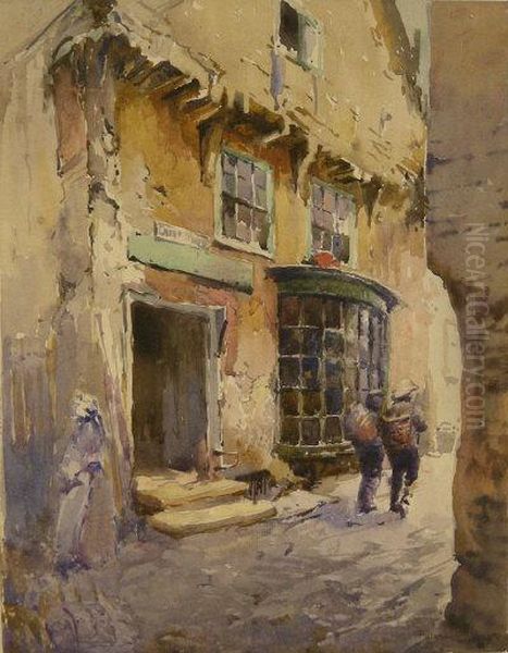 Quay Street Scarborough Oil Painting by Nelson Ethelred Dawson