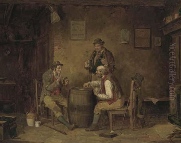 The Card Game Oil Painting by Septimus Dawson