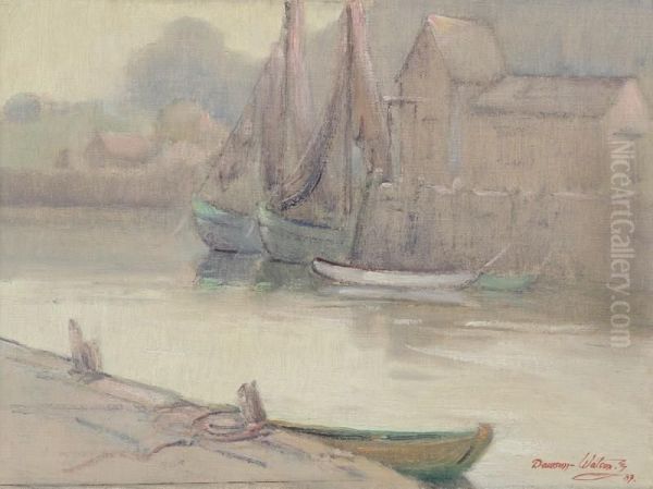 Harbor Scene Oil Painting by Dawson Dawson-Watson