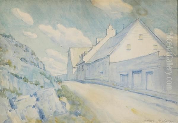 A Road Through A Village Oil Painting by Dawson Dawson-Watson