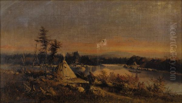 Indian Encampment Oil Painting by Forshaw Day