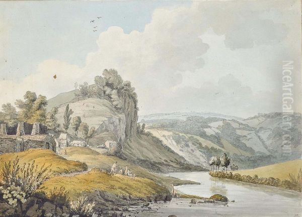 View At Cromford, Derbyshire, Taken From The Bridge Oil Painting by William Day