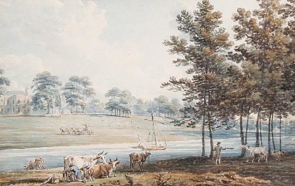 The Grounds Of Oatlands, Seat Of The Duke Ofyork Oil Painting by Edward Dayes