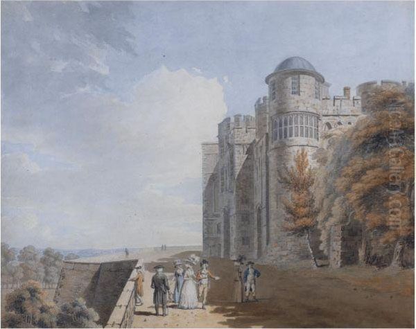 The North Terrace, Windsor Castle Oil Painting by Edward Dayes