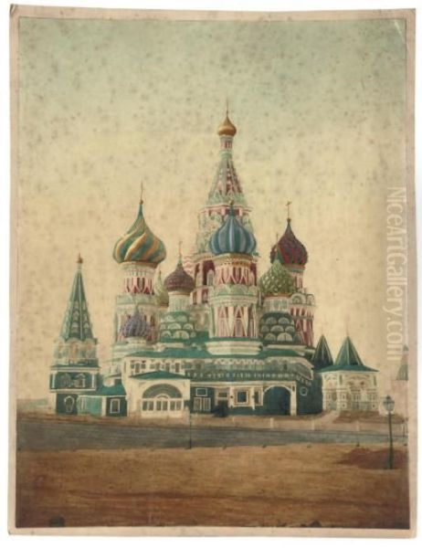 A View Of St.basil's Cathedral, Moscow Oil Painting by Joseph Daziaro