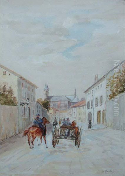 Viale Con Carro E
Soldato A Cavallo Oil Painting by Sebastiano De Albertis