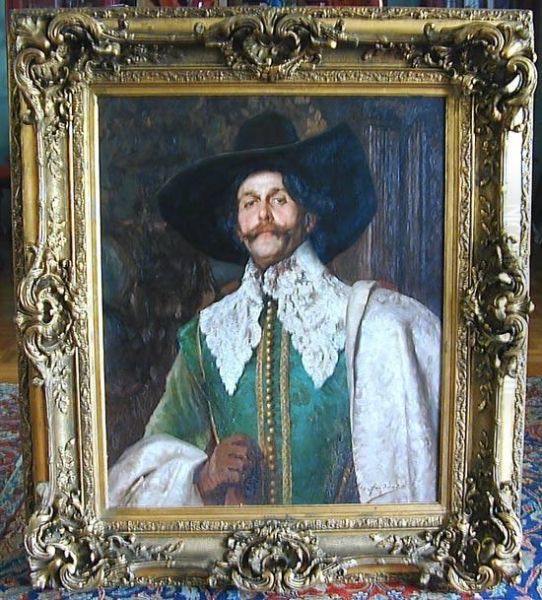 Cavalier In Green Oil Painting by Alexander De Andreis