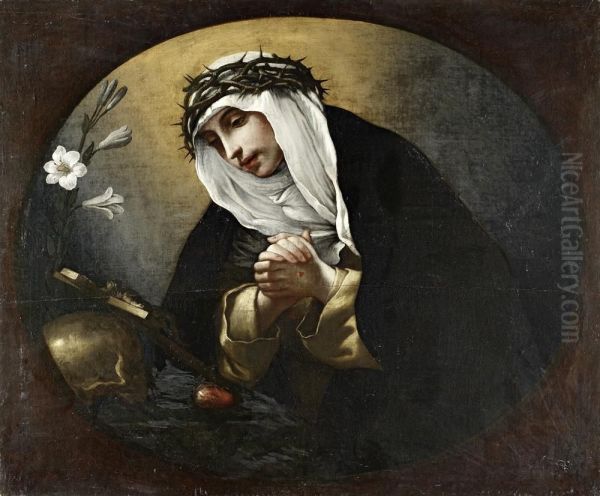 Santa Catarina De Siena Oil Painting by Josefa De Ayala