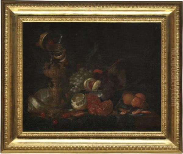 Natura Morta Di Frutta Con Una Conchiglia E Una Coppa Oil Painting by Barent De Bakker