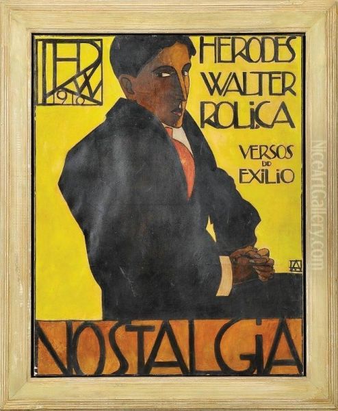 Herodes Walter Rolica - Versos Do Exilio - Nostalgia Oil Painting by Armando De Basto