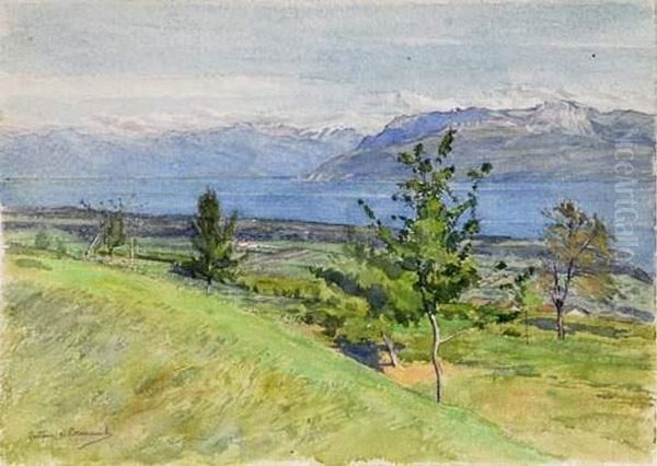 Vue Du Lac Leman Oil Painting by Gustave de Beaumont