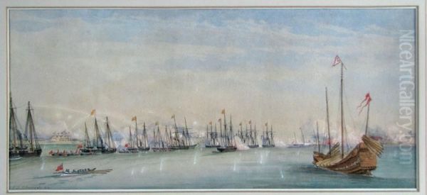 Capture Of The Taku Forts Oil Painting by F. B. De Bedwell