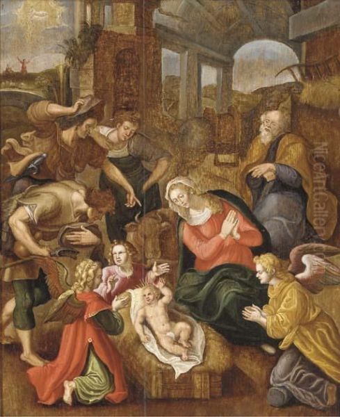 The Adoration Of The Shepherds Oil Painting by Jan de Beer