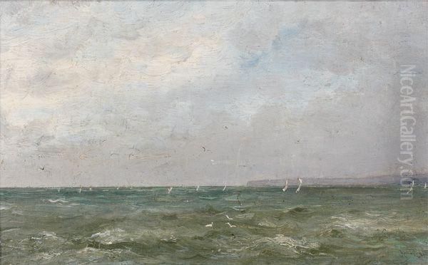 Voiliers En Mer Par Temps Calme Oil Painting by Leon Le Goaebe De Bellee