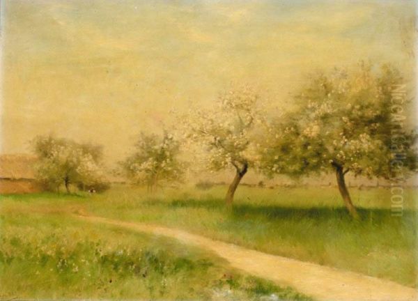 The Orchard Oil Painting by Leon Le Goaebe De Bellee