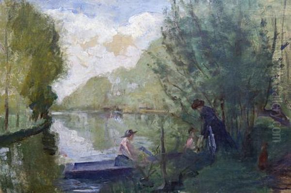 A Boating Party Oil Painting by Albert De Belleroche