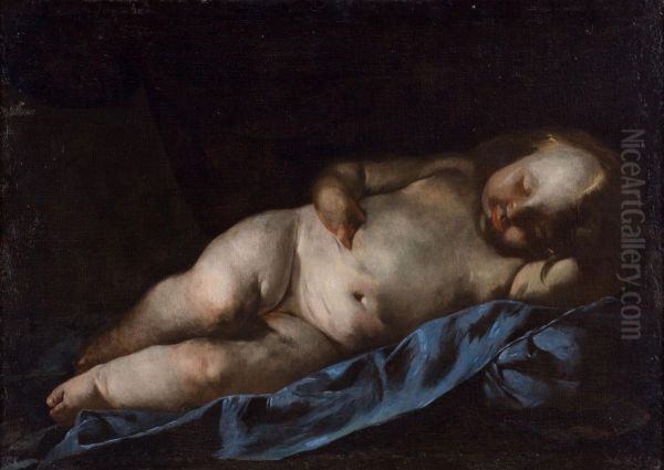 Putto Dormiente Oil Painting by Antonio De Bellis