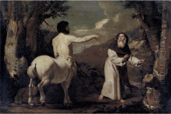 Saint Anthony Abbot And The Centaur Oil Painting by Antonio De Bellis