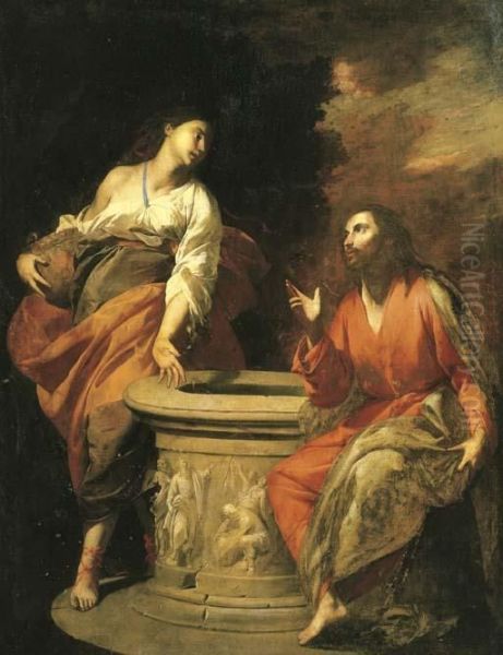 Christ And The Woman Of Samaria At The Well Oil Painting by Antonio De Bellis