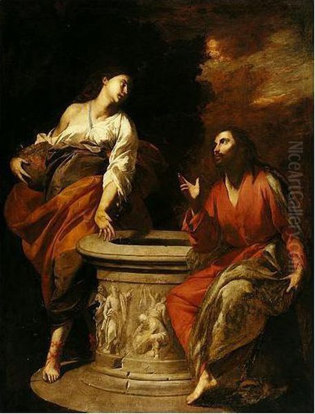 Christ And The Woman Of Samaria At The Well Oil Painting by Antonio De Bellis