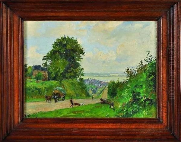 vue De Honfleur Oil Painting by Tony Francis De Bergue