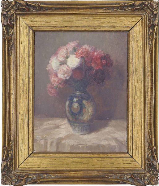 Still Life With Carnations Oil Painting by Pascal De Beucker