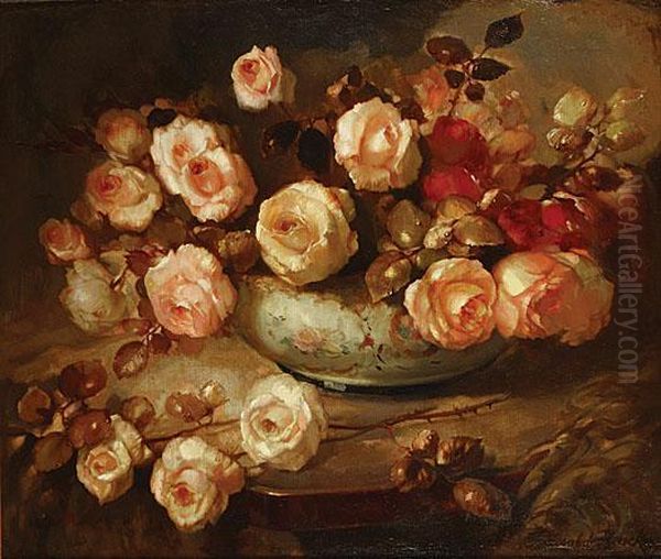 Nature Morte Aux Fleurs Oil Painting by Pascal De Beucker