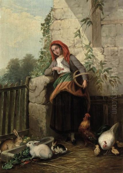 Feeding Time Oil Painting by Franz De Beul