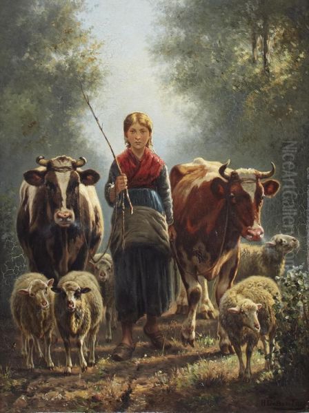 The Young Farm Girl Oil Painting by Henri De Beul