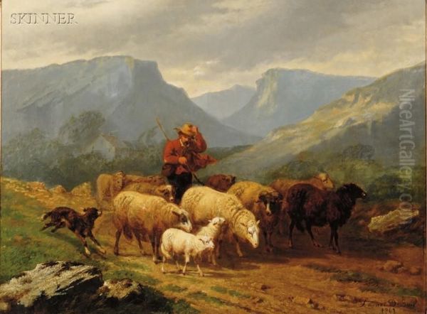 Herding Sheep Oil Painting by Laurent De Beul