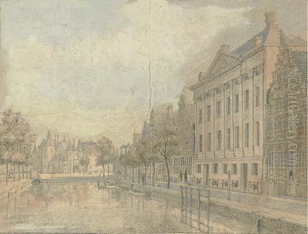 View Of The Kloveniersburgwal Oil Painting by Jan De Beyer