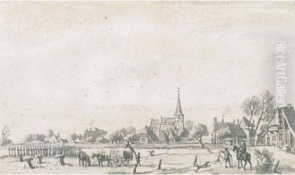 View Of Duiven, Near Cleves Oil Painting by Jan De Beyer