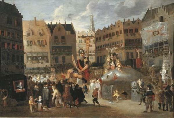 The Ommegang In Antwerp Oil Painting by Erasmus De Bie I