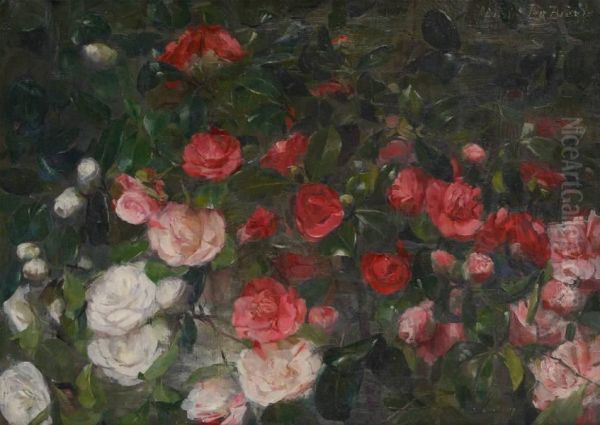 Composition Aux Roses Oil Painting by Marie De Bievre