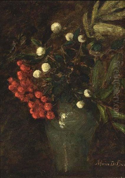 A Flower Still Life Oil Painting by Marie De Bievre