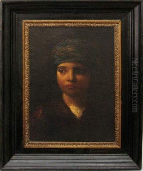 Jeune Garcon Au Turban Oil Painting by Jules De Bleye