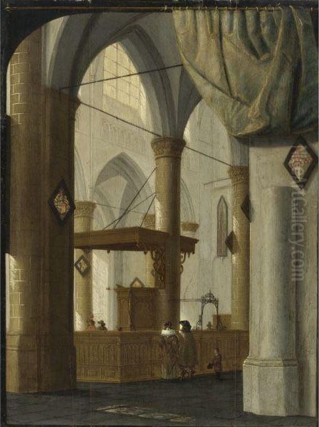 Interior Of The Grote Kerk Oil Painting by Daniel de Blieck