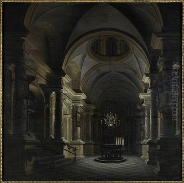 Church Interior Oil Painting by Daniel de Blieck