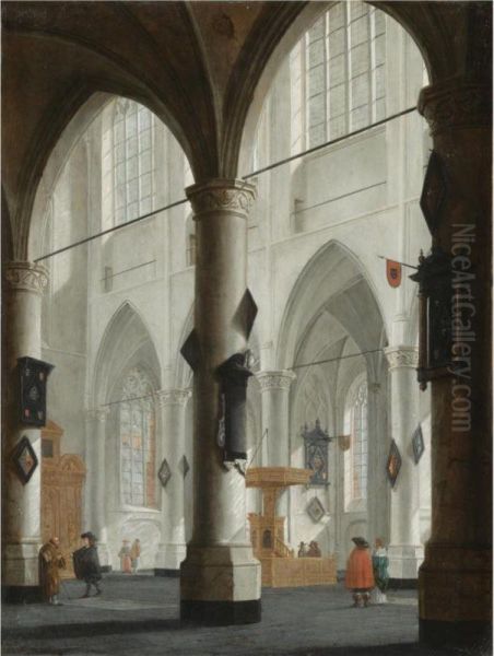 The Interior Of The Laurenskerk, Rotterdam Oil Painting by Daniel de Blieck