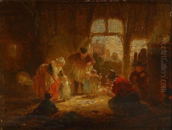 La Vie De Famille Oil Painting by Eugene Francois De Block