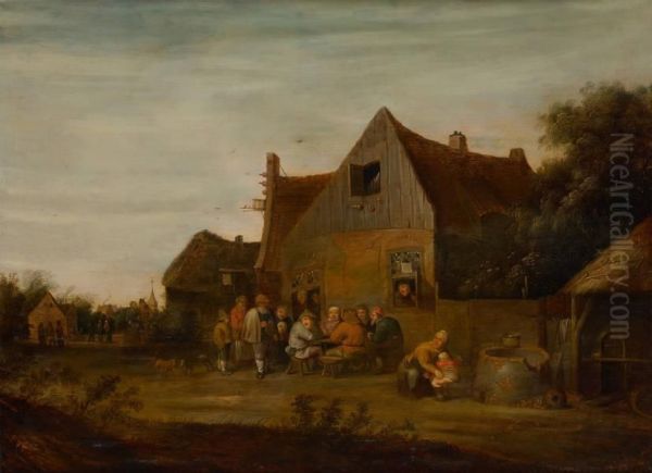 Scene De Rejouissances Devant Une Taverne Oil Painting by Pieter de Bloot