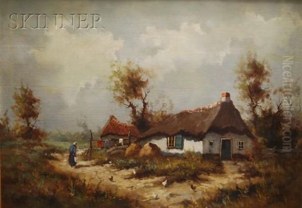 View Of Afigure By A Cottage Oil Painting by Jan De Boer