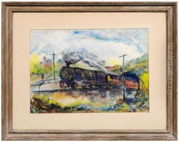 Locomotive Leaving A Tunnel Oil Painting by Otto De Boer