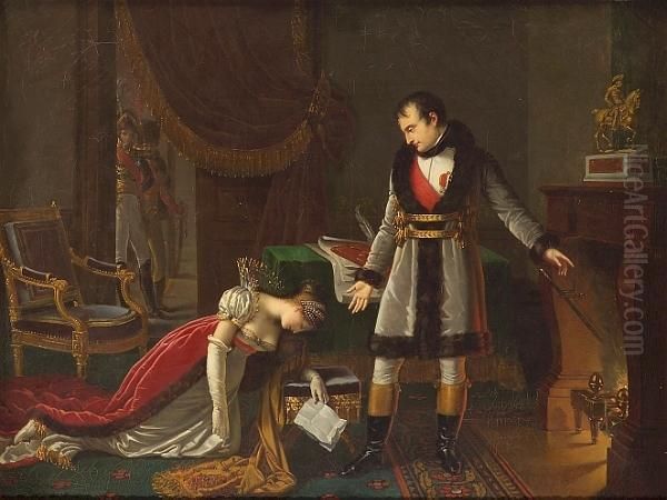 Princess Hatzfeld Implores Napoleon Bonaparte To Save Her Husband's Life Oil Painting by Charles Boulanger de Boisfremont