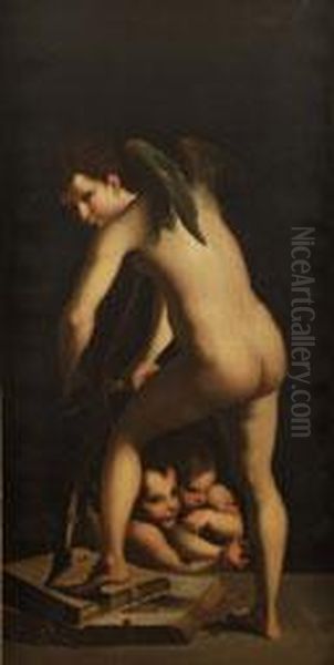 Cupido Fabricando Un Arco Oil Painting by Maria Cristina De Borbon