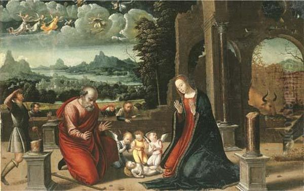 The Adoration Of The Shepherds Oil Painting by Juan de Borgona