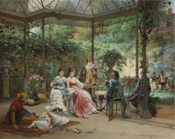 The Attentive Guests Oil Painting by Adrien de Boucherville