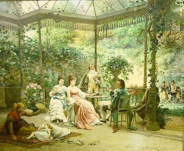 Garden Party Oil Painting by Adrien de Boucherville